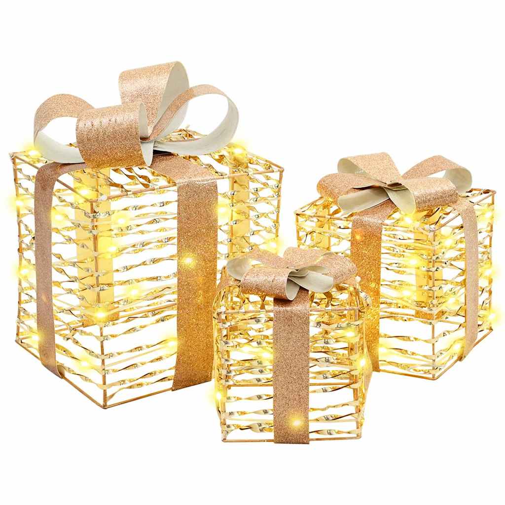 vidaXL Kerstcadeaubox 3 st 150 LED's PET