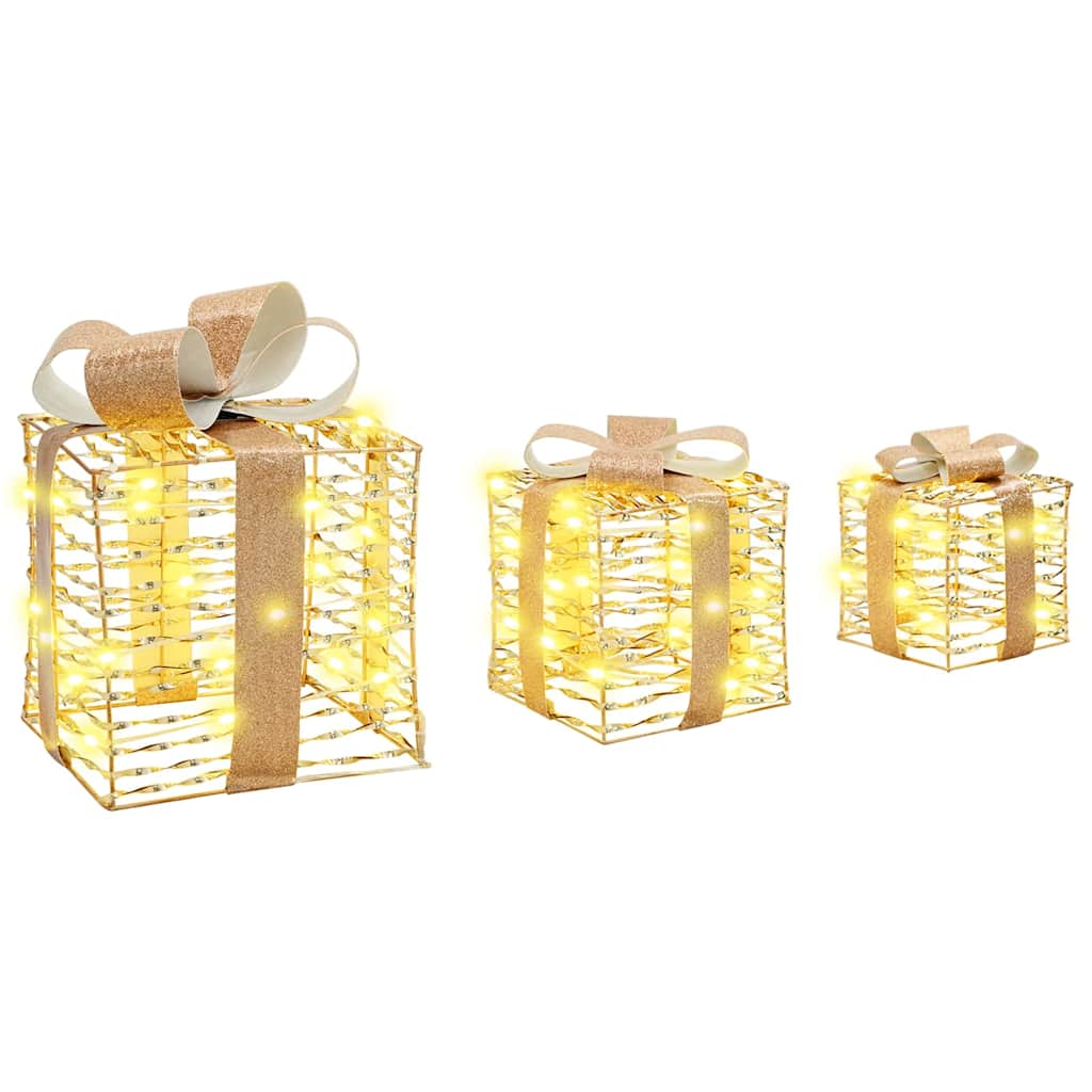vidaXL Kerstcadeaubox 3 st 150 LED's PET