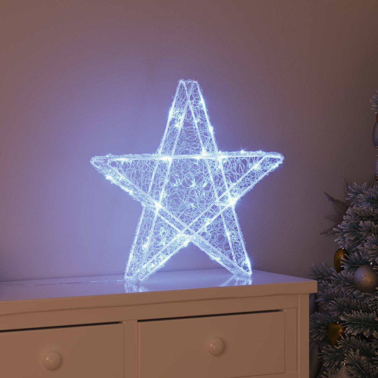 vidaXL 3D Ster met 50 LED Warmwit 55 x 53,5 x 10 cm Acryl