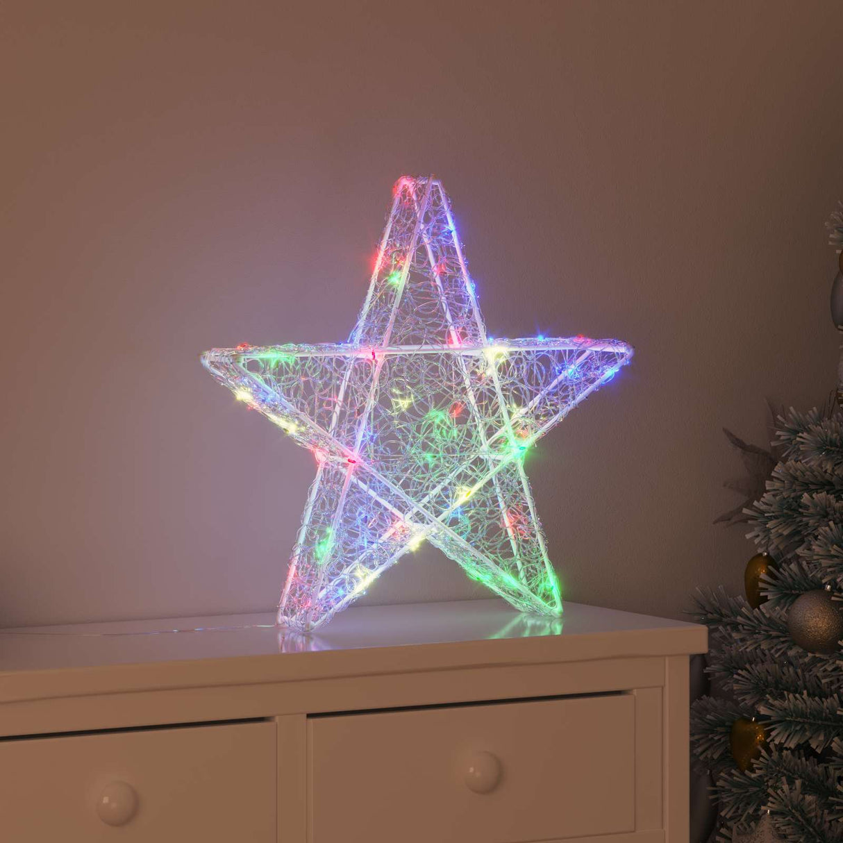 vidaXL 3D Ster met 50 LED Warmwit 55 x 53,5 x 10 cm Acryl
