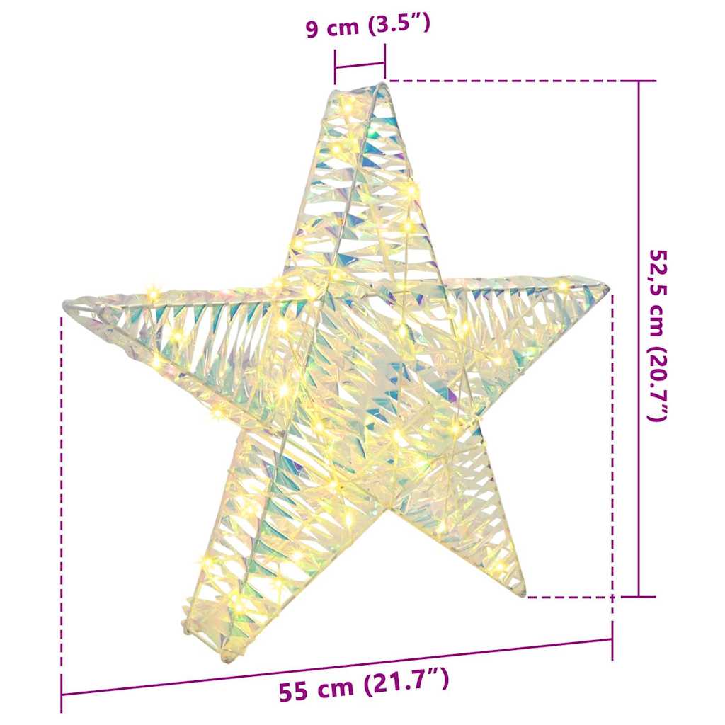 vidaXL 3D Ster met 50 LED Warmwit 55 x 52.5 x 9 cm PET