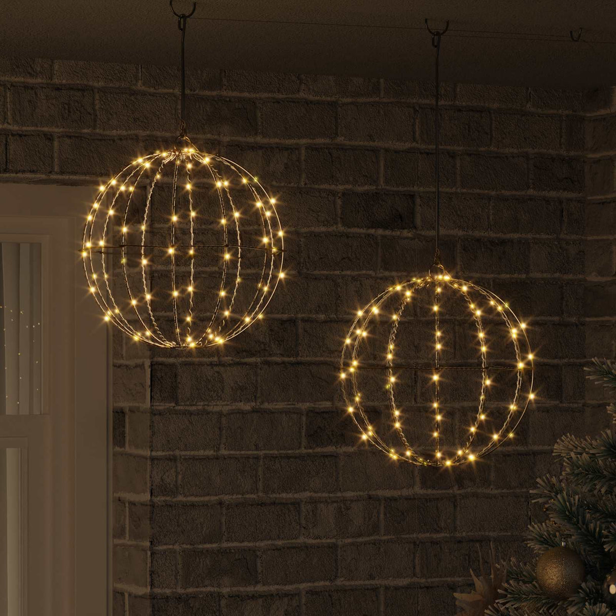 vidaXL Bal met 160 LED Warmwit 50,5 x 50,5 x 52 cm Metaal