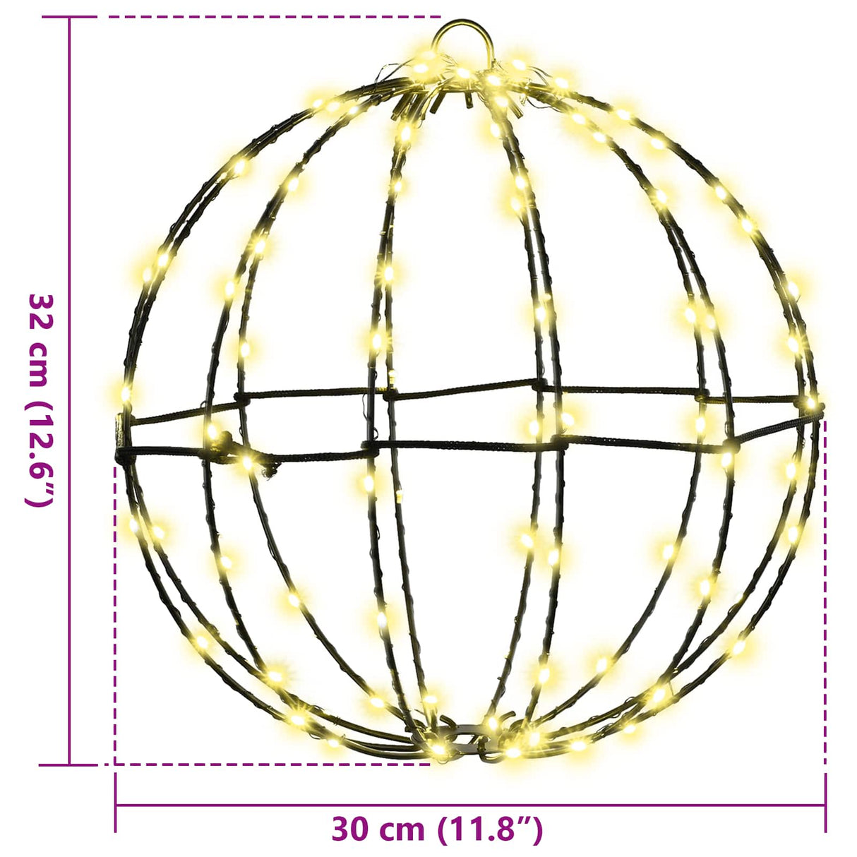 vidaXL Bal met 160 LED Warmwit 50,5 x 50,5 x 52 cm Metaal