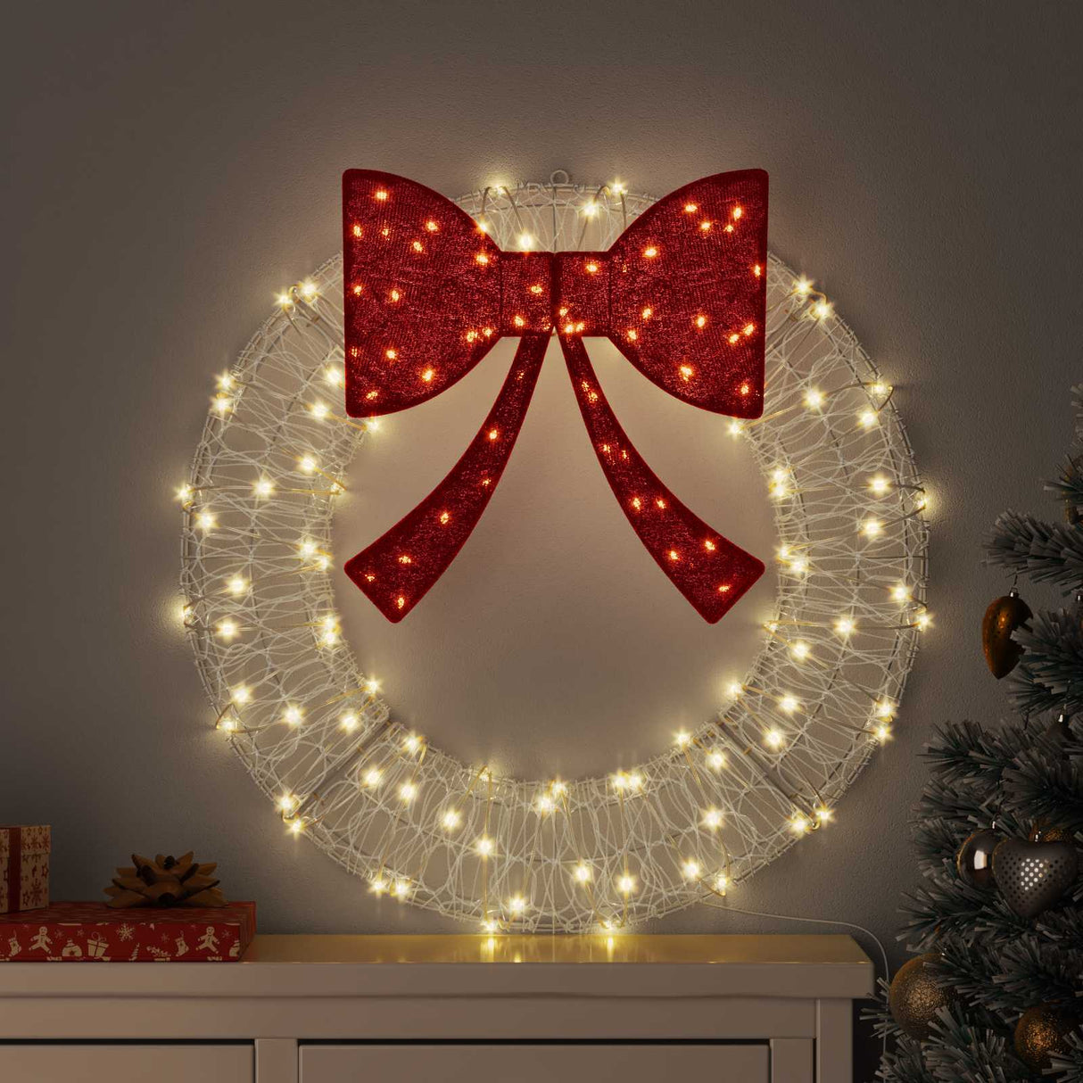 vidaXL Krans met 60 LED Warmwit 76 x 76 x 8,5 cm Acryl