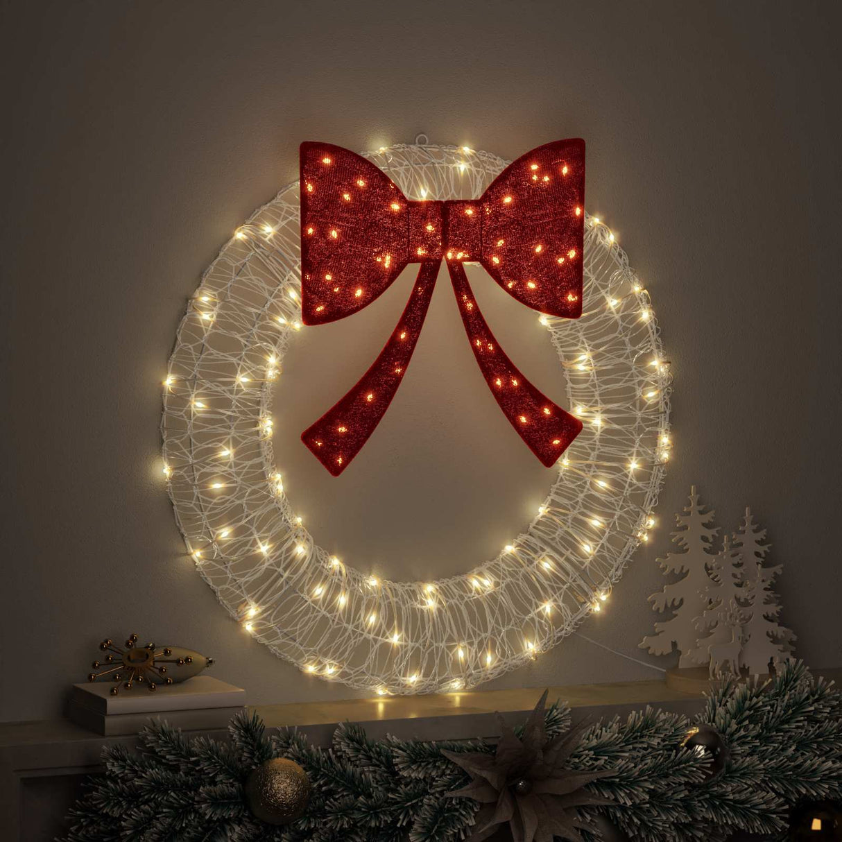 vidaXL Krans met 60 LED Warmwit 76 x 76 x 8,5 cm Acryl