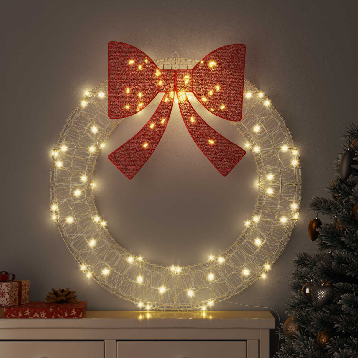vidaXL Krans met 60 LED Warmwit 76 x 76 x 8,5 cm Acryl