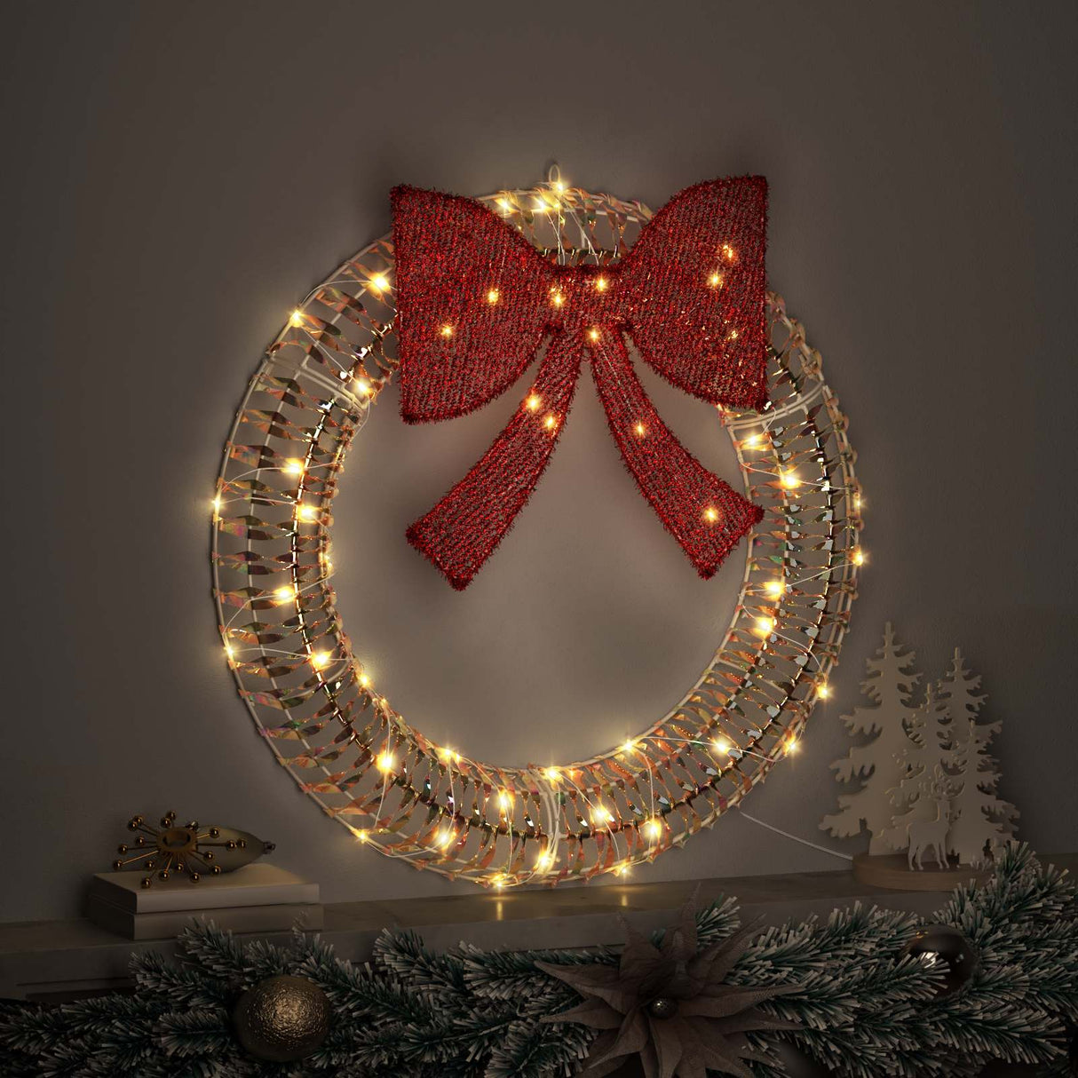 vidaXL Krans met 60 LED Warmwit 76 x 76 x 8 cm PET
