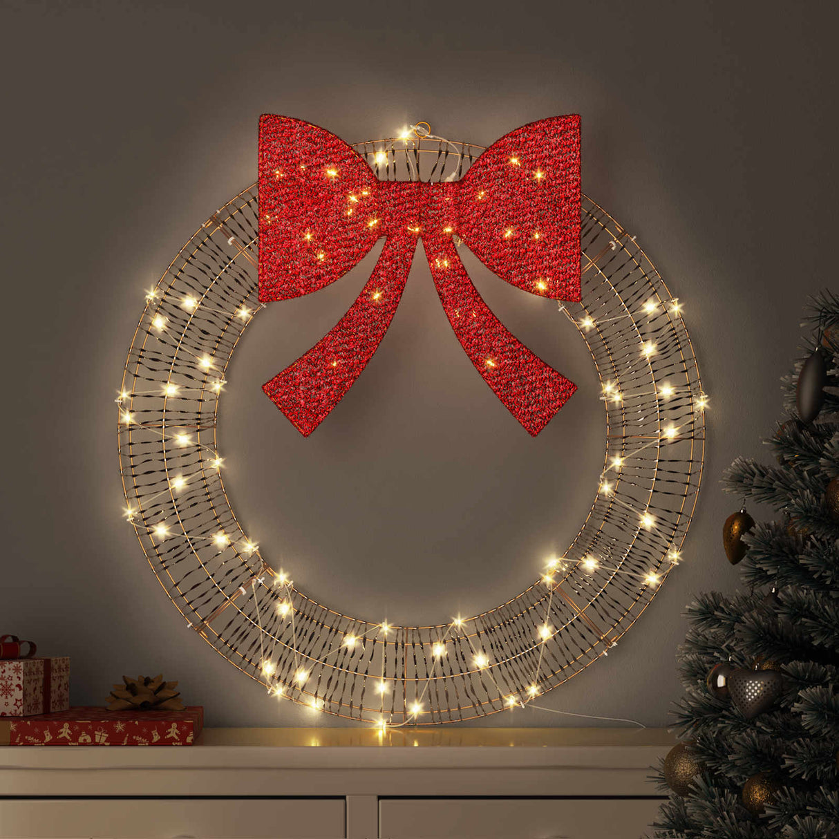 vidaXL Krans met 60 LED Warmwit 76 x 76 x 8 cm PET