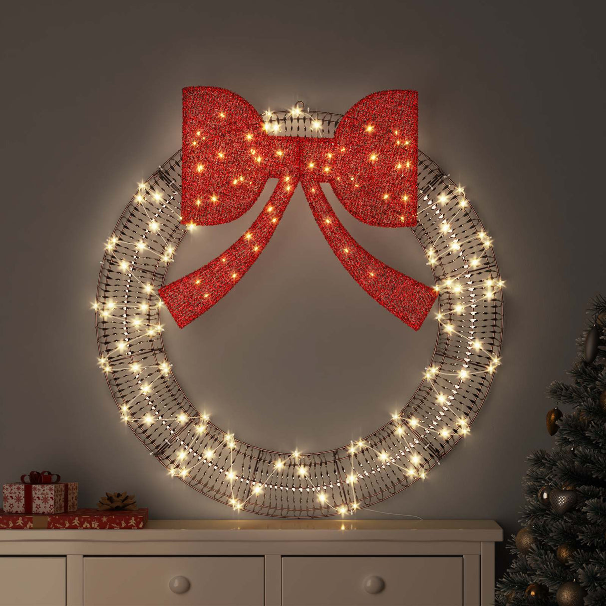 vidaXL Krans met 60 LED Warmwit 76 x 76 x 8 cm PET