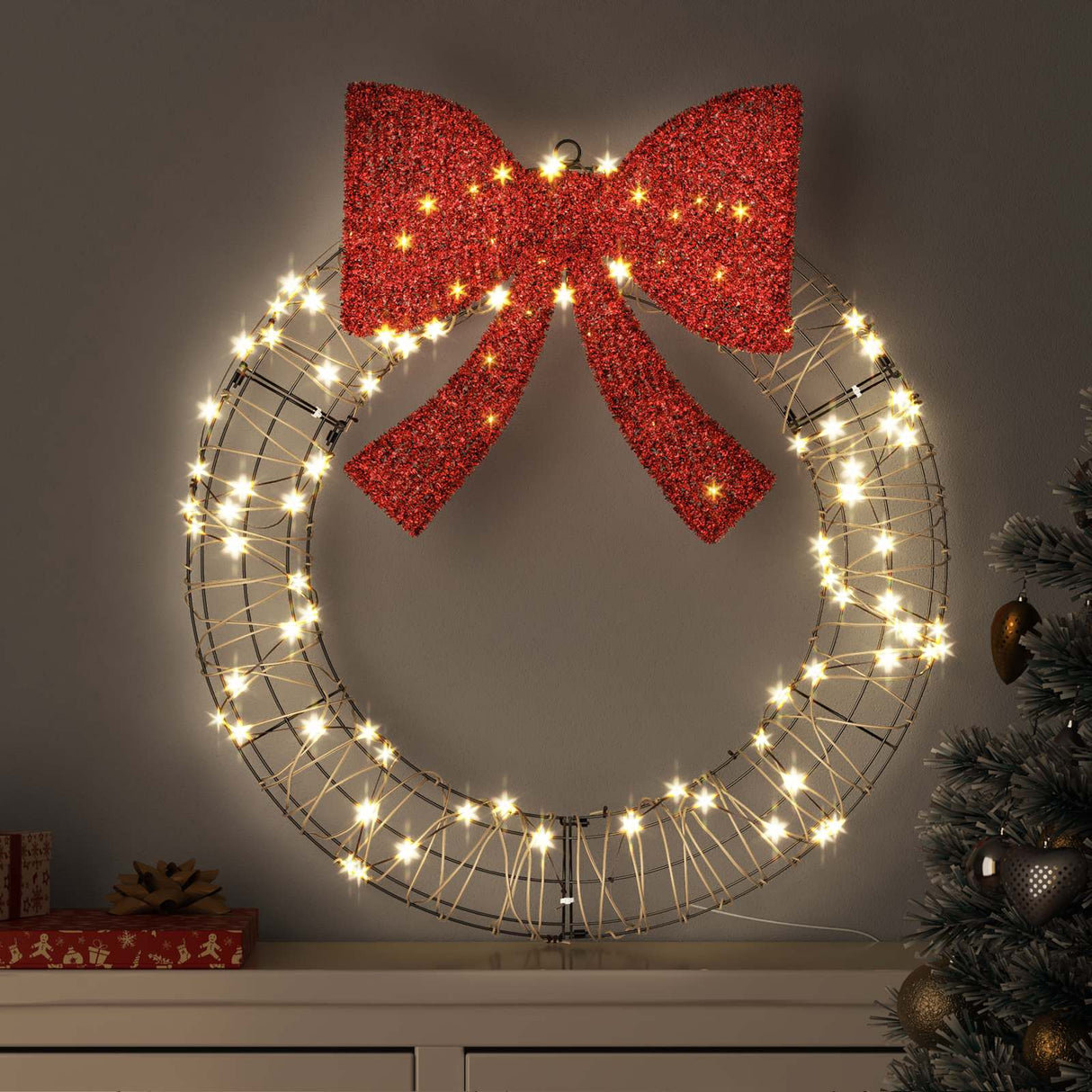 vidaXL Krans met 60 LED Warmwit 76 x 76 x 8 cm PET