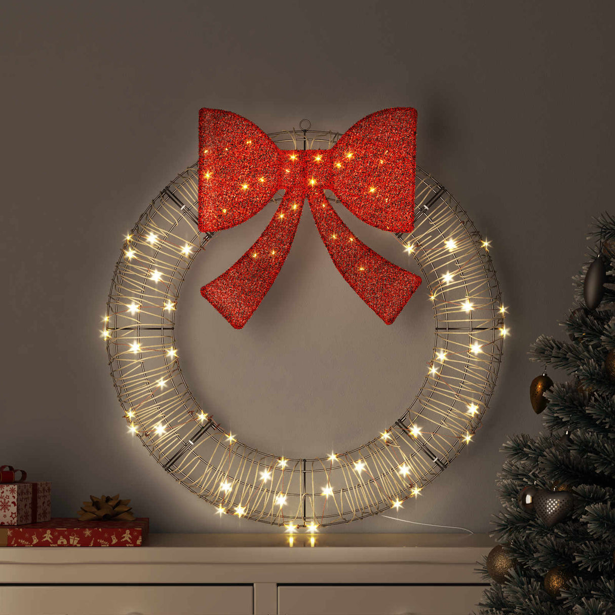 vidaXL Krans met 60 LED Warmwit 76 x 76 x 8 cm PET