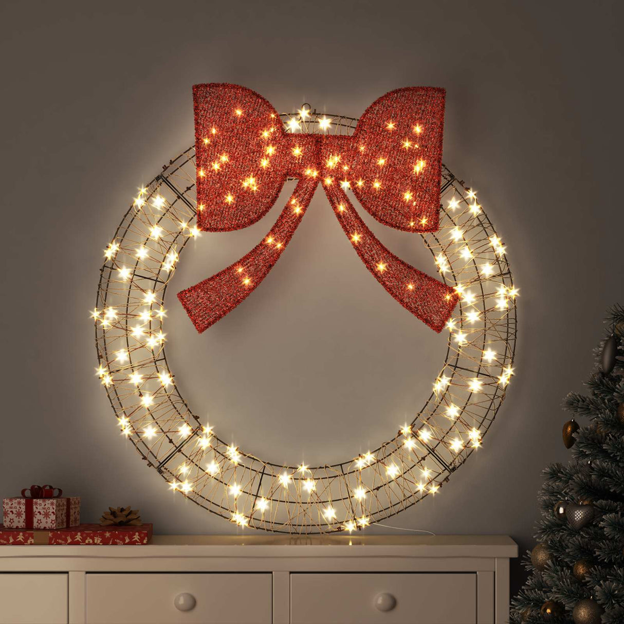 vidaXL Krans met 60 LED Warmwit 76 x 76 x 8 cm PET