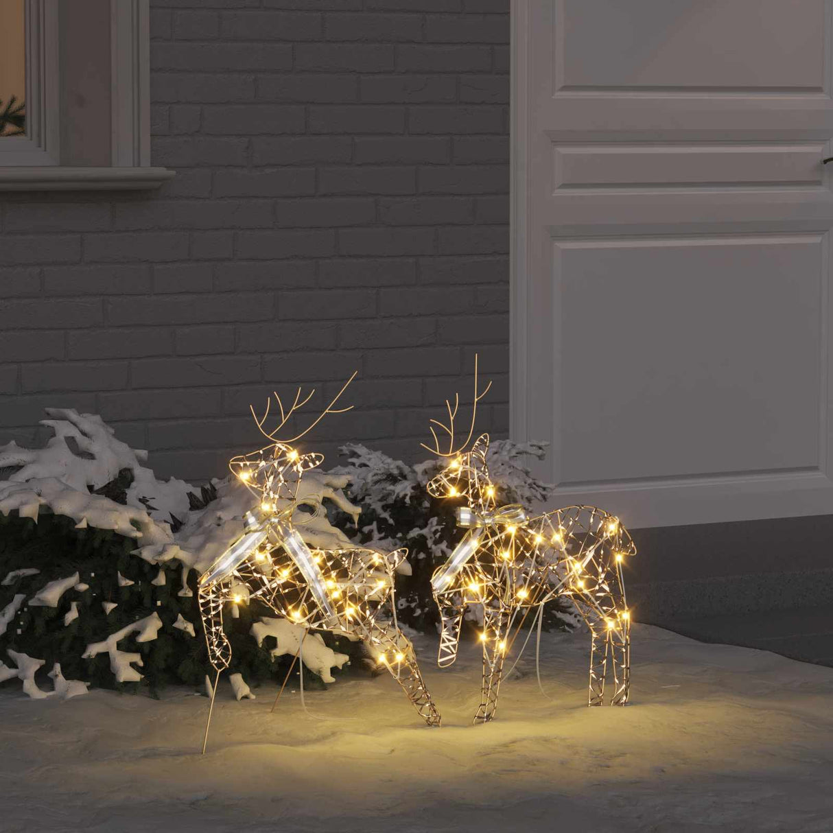 vidaXL LED Reindeer 4 pcs Gold Fabric
