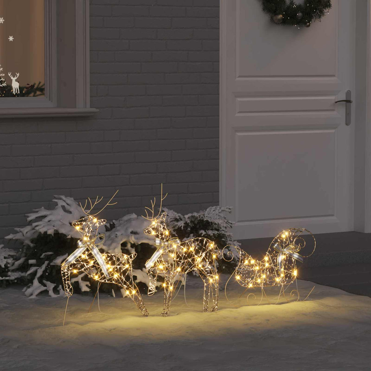 vidaXL LED Reindeer 5 pcs Gold Fabric