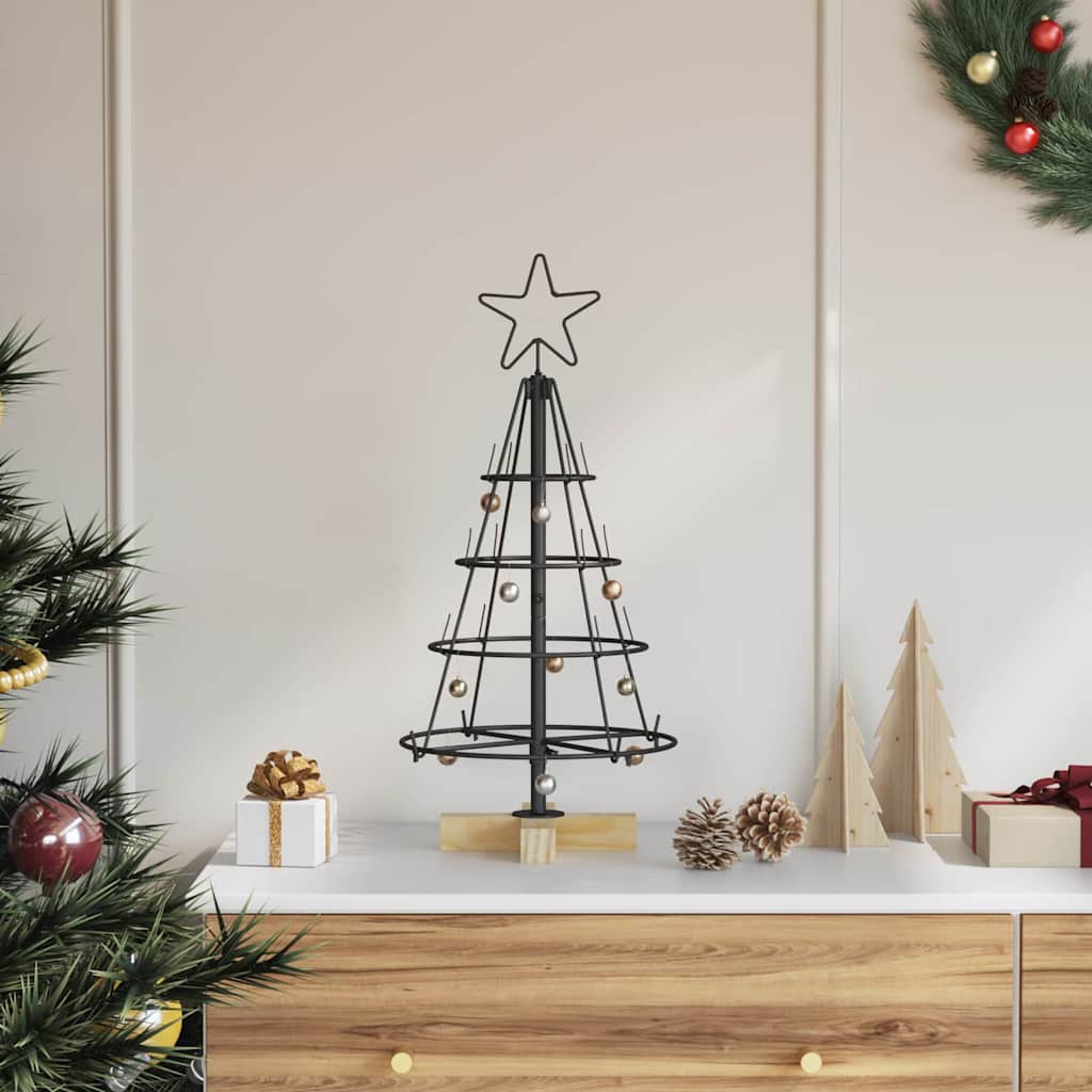 vidaXL Kerst Cone Boom met standaard Zwart 60 cm Staal