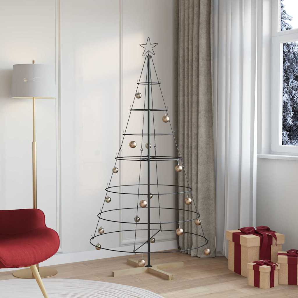 vidaXL Kerst Cone Boom met standaard Zwart 60 cm Staal