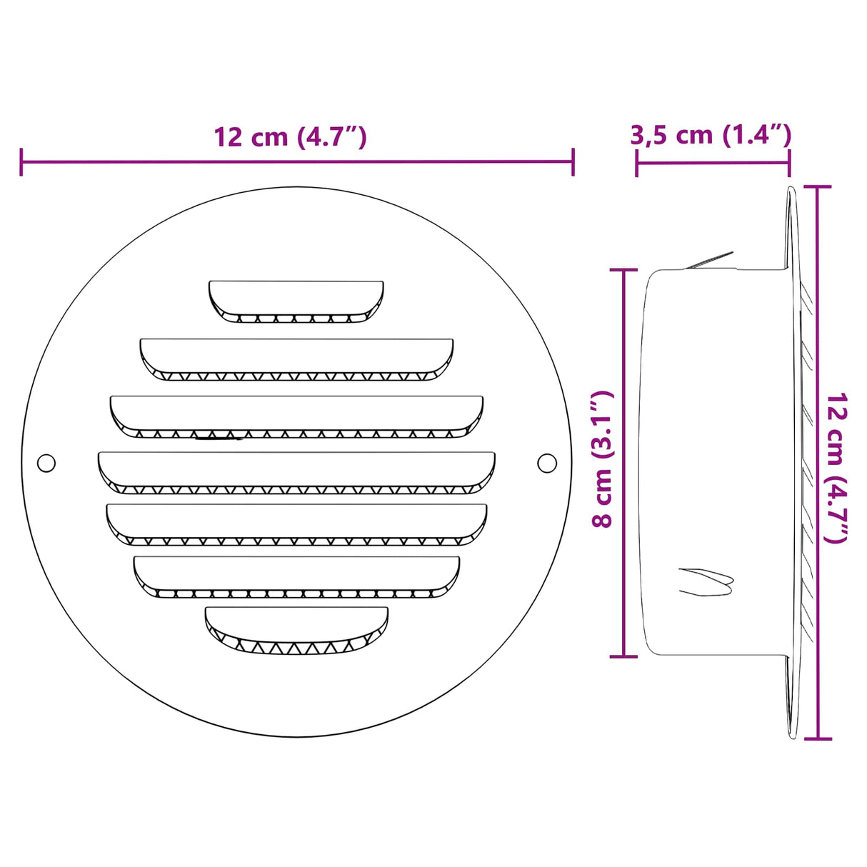 vidaXL Luchtventilatieroosters 4 pcs Zilver 80 mm Roestvrij staal