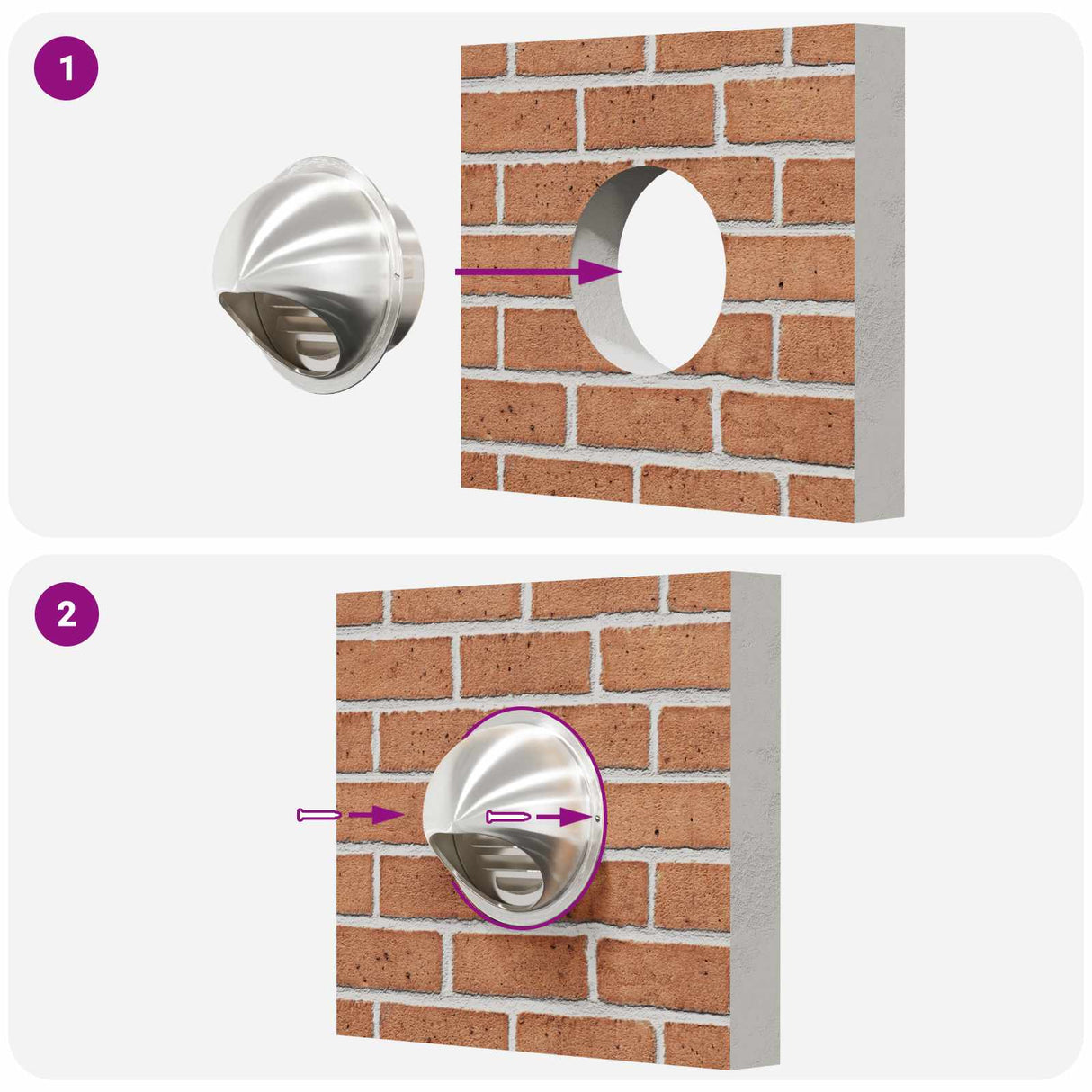 vidaXL Luchtventilatieroosters 2 pcs Zilver 80 mm Roestvrij staal