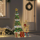 vidaXL Verlichte Kerstboom met 3 Geschenkdozen 2D Warm Wit 150 cm