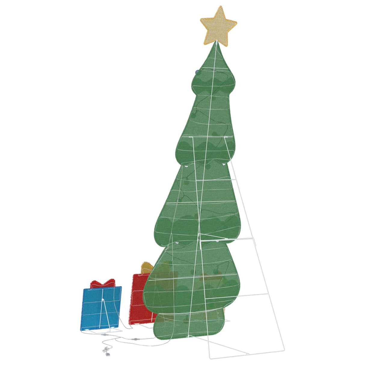 vidaXL Verlichte Kerstboom met 3 Geschenkdozen 2D Warm Wit 150 cm