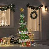 vidaXL Verlichte Kerstboom met 3 Geschenkdozen 2D Warm Wit 150 cm