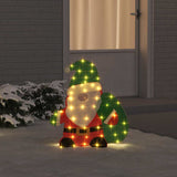 vidaXL Verlichte Kerstman met 60 LED Warmwit 70 x 62 cm Tinsel Stof