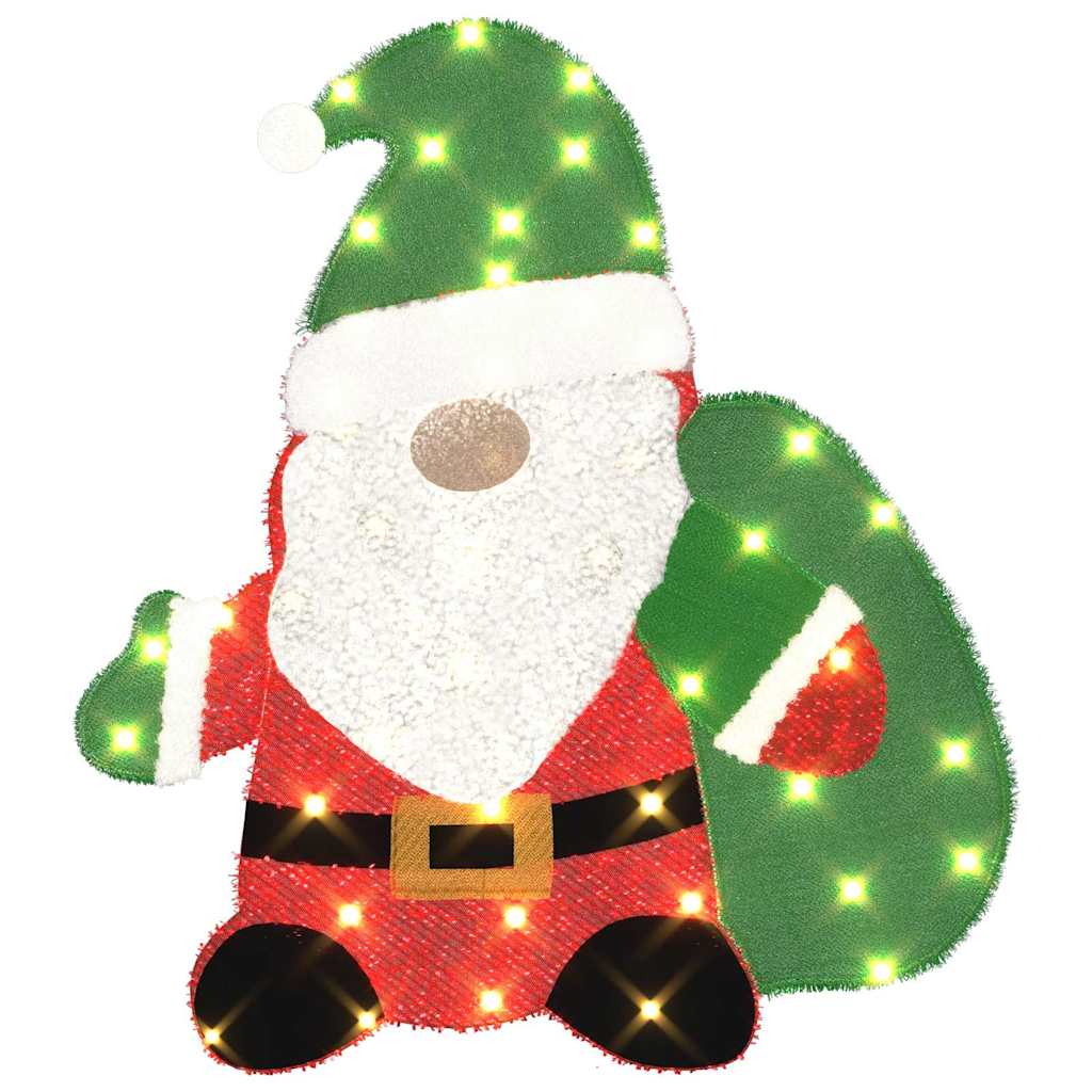 vidaXL Verlichte Kerstman met 60 LED Warmwit 70 x 62 cm Tinsel Stof