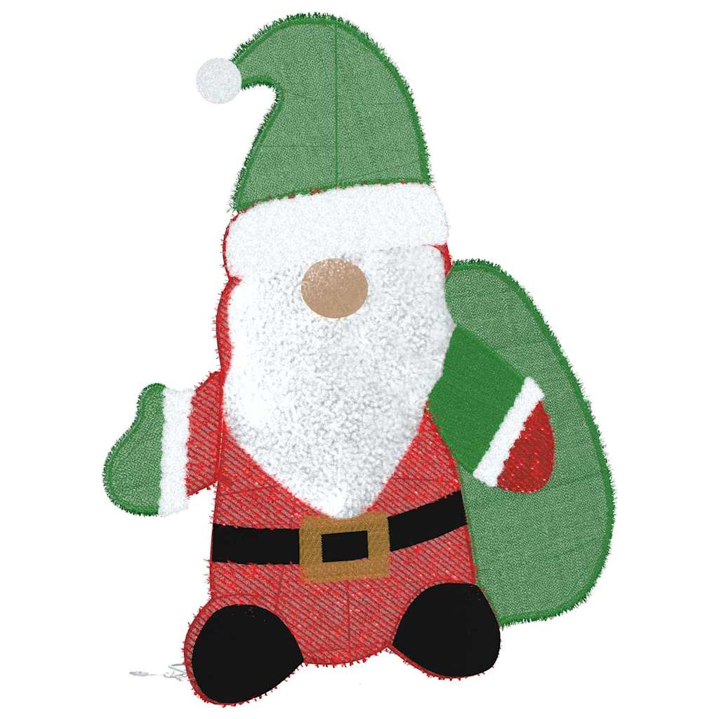 vidaXL Verlichte Kerstman met 60 LED Warmwit 70 x 62 cm Tinsel Stof
