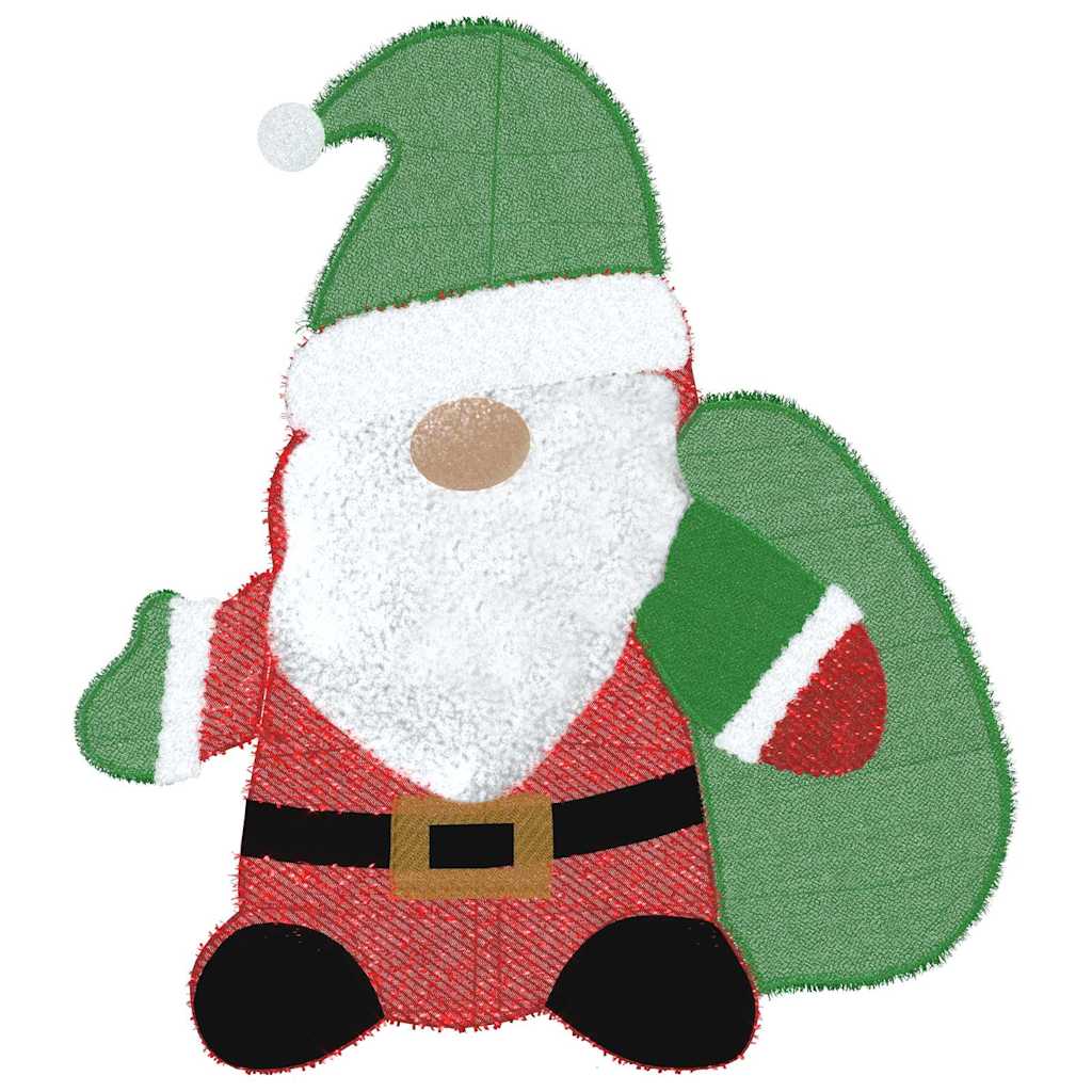 vidaXL Verlichte Kerstman met 60 LED Warmwit 70 x 62 cm Tinsel Stof