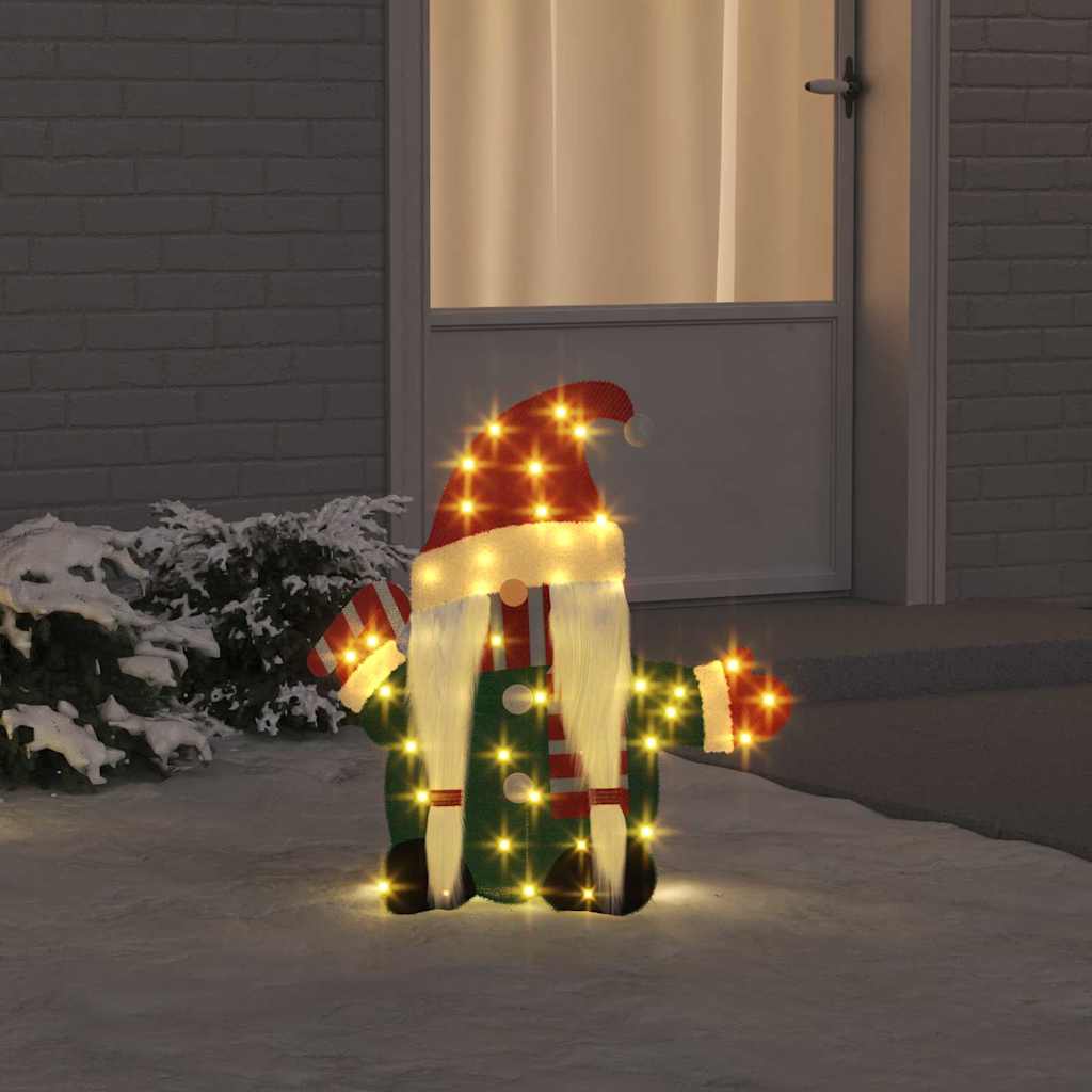 vidaXL Verlichte Kerstman met 60 LED Warmwit 70 x 62 cm Tinsel Stof