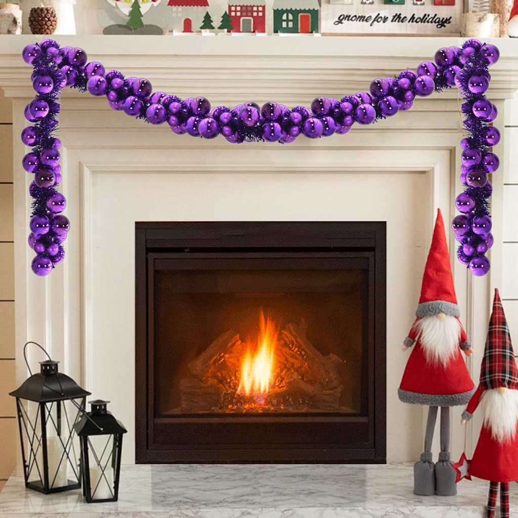 vidaXL Kerstbal Guirlande Zwart 186 cm Polystyreen