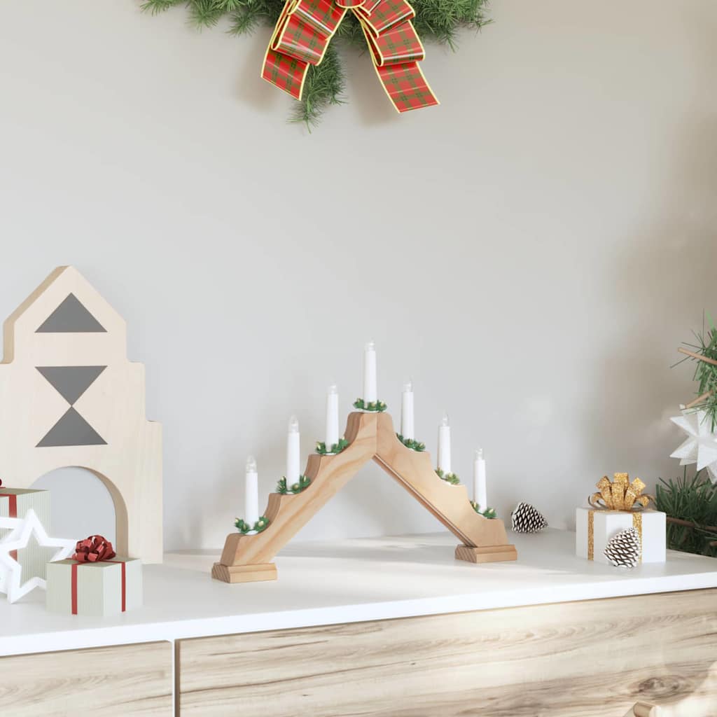 vidaXL Kerst Kaarsbrug Bruin 39,5 x 5 x 29 cm Massief grenenhout