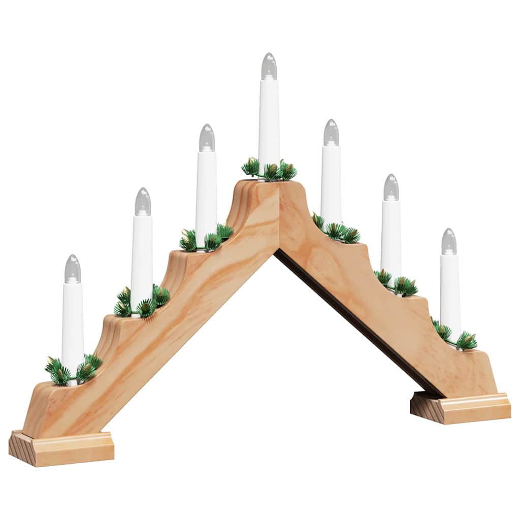 vidaXL Kerst Kaarsbrug Bruin 39,5 x 5 x 29 cm Massief grenenhout