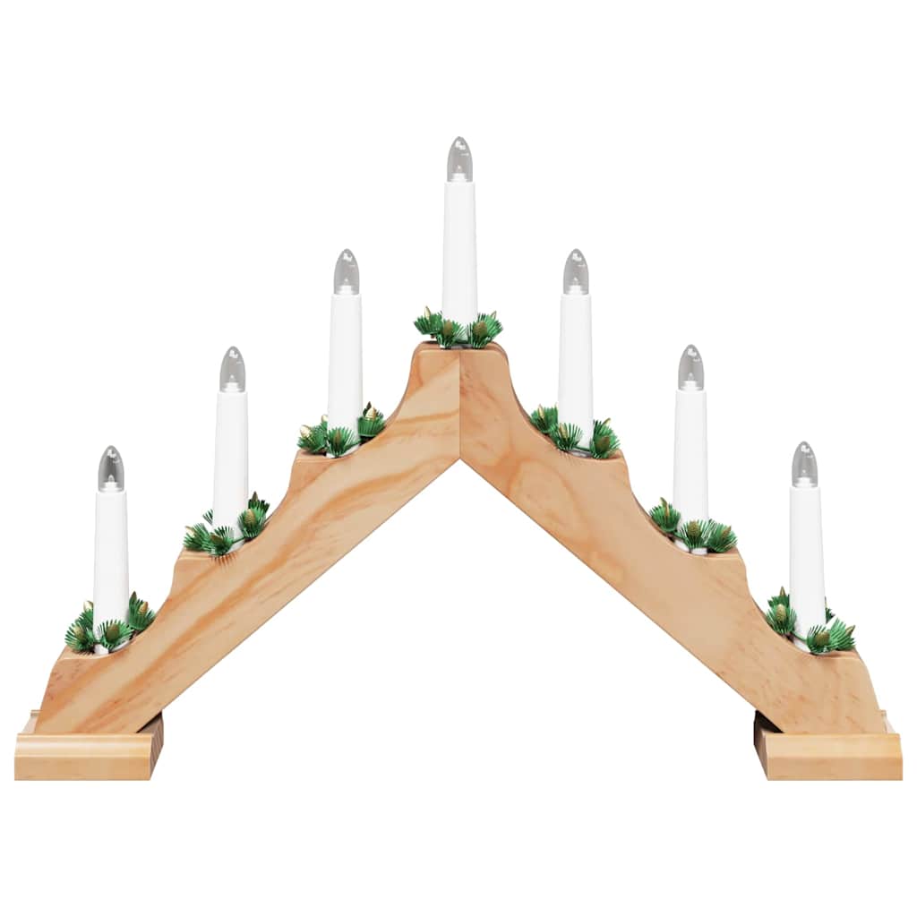 vidaXL Kerst Kaarsbrug Bruin 39,5 x 5 x 29 cm Massief grenenhout