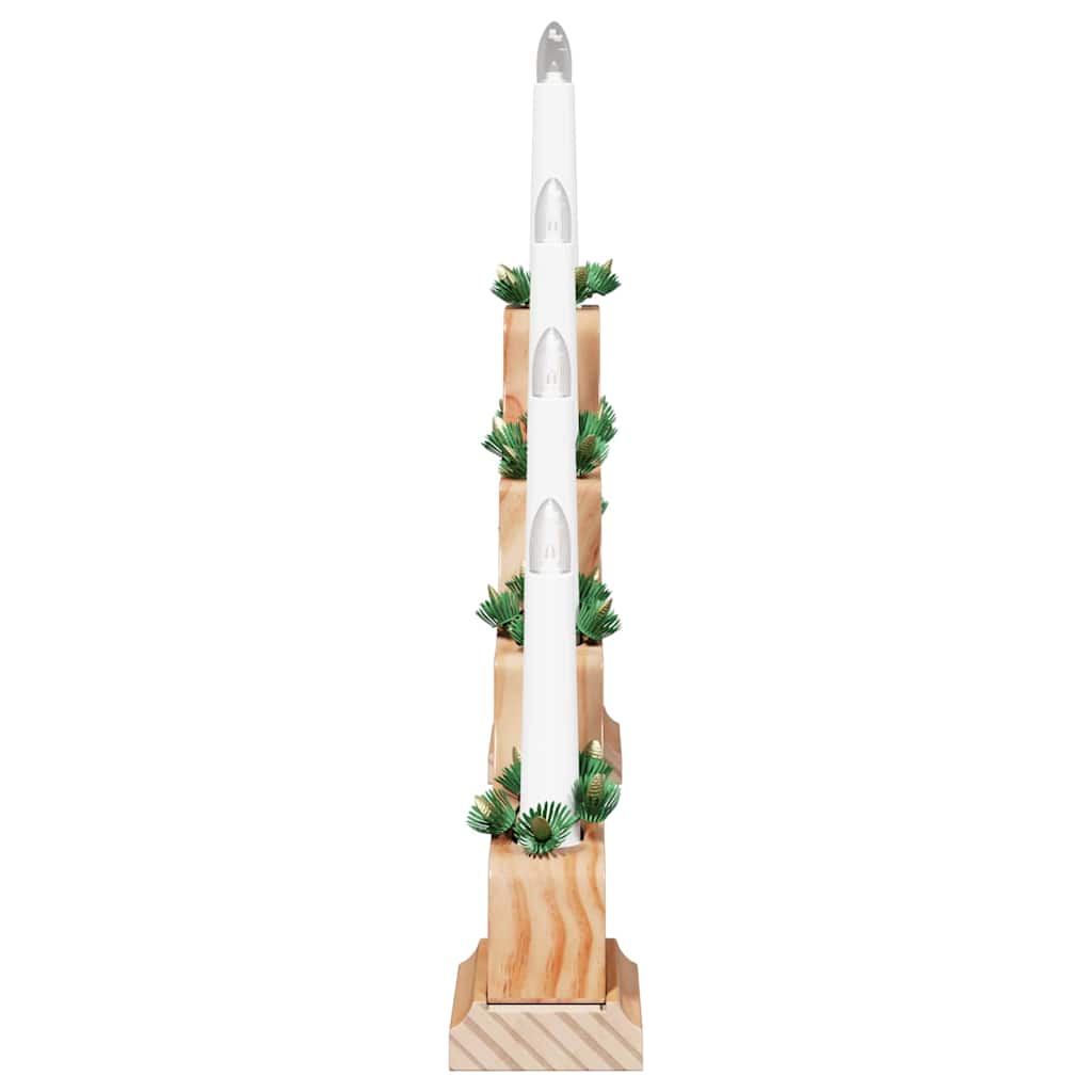 vidaXL Kerst Kaarsbrug Bruin 39,5 x 5 x 29 cm Massief grenenhout