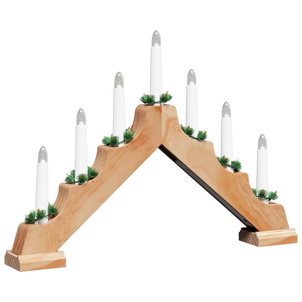 vidaXL Kerst Kaarsbrug Bruin 39,5 x 5 x 29 cm Massief grenenhout