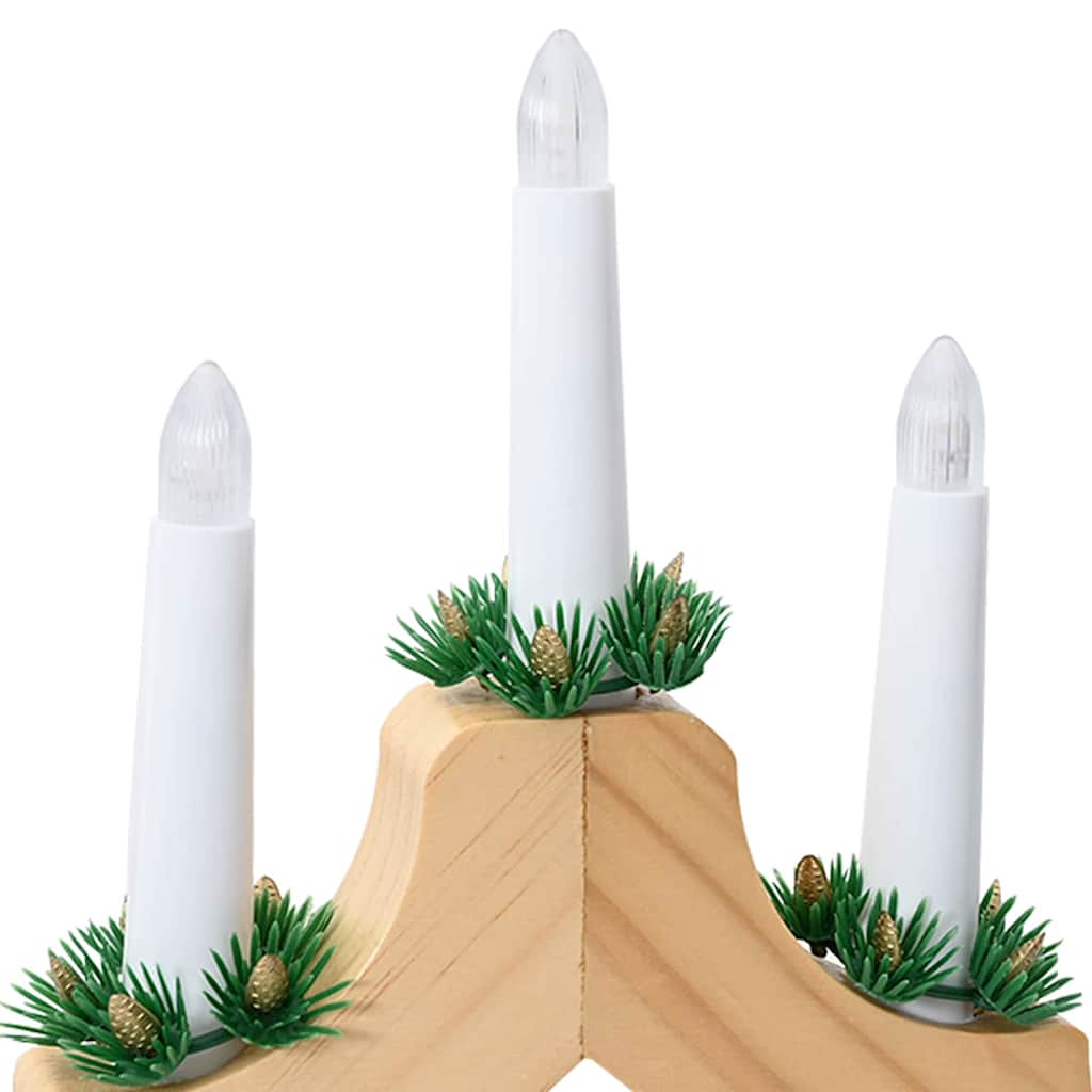 vidaXL Kerst Kaarsbrug Bruin 39,5 x 5 x 29 cm Massief grenenhout