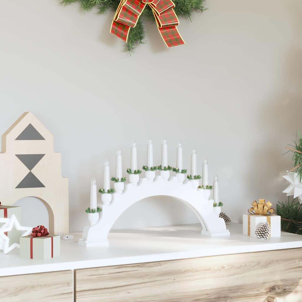 vidaXL Kerst Kaarsenboog met 10 LED Kaarsen Bruin 47 x 5 x 29 cm