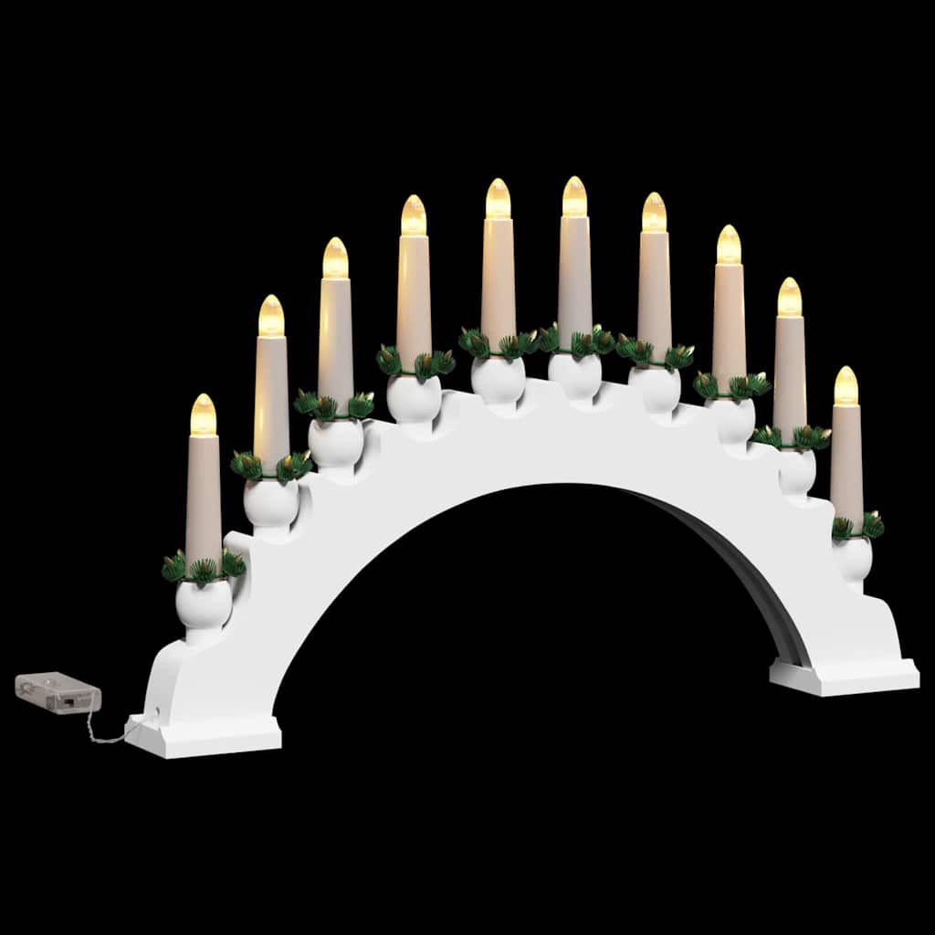 vidaXL Kerst Kaarsenboog met 10 LED Kaarsen Bruin 47 x 5 x 29 cm