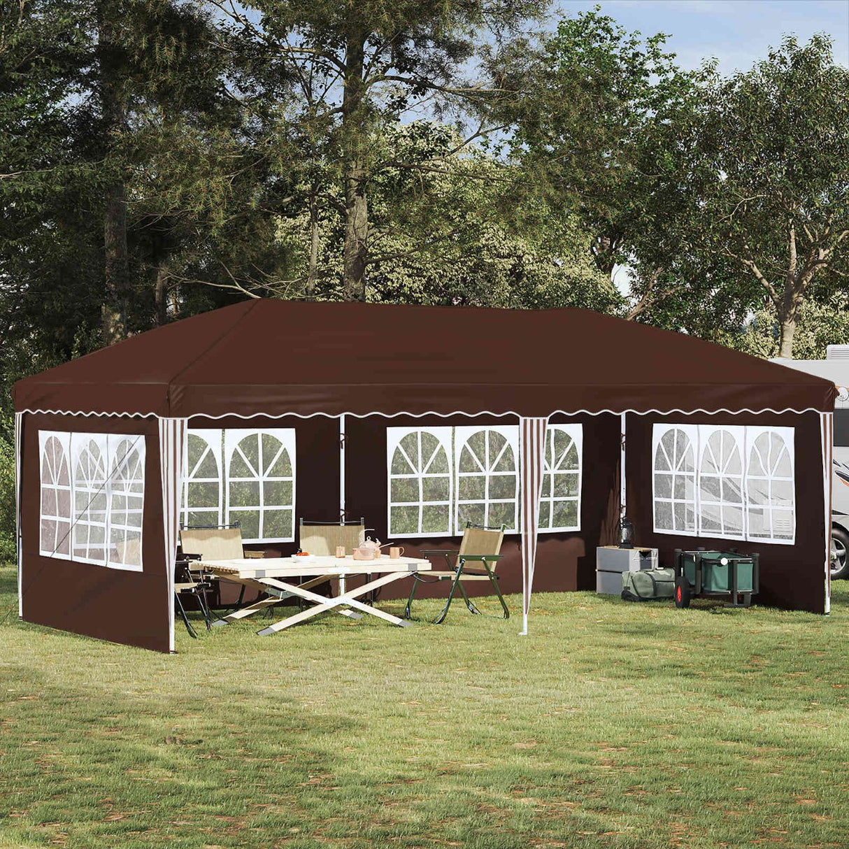 vidaXL Pop-up Feesttent 575 x 290 x 245 cm Crèmekleurig