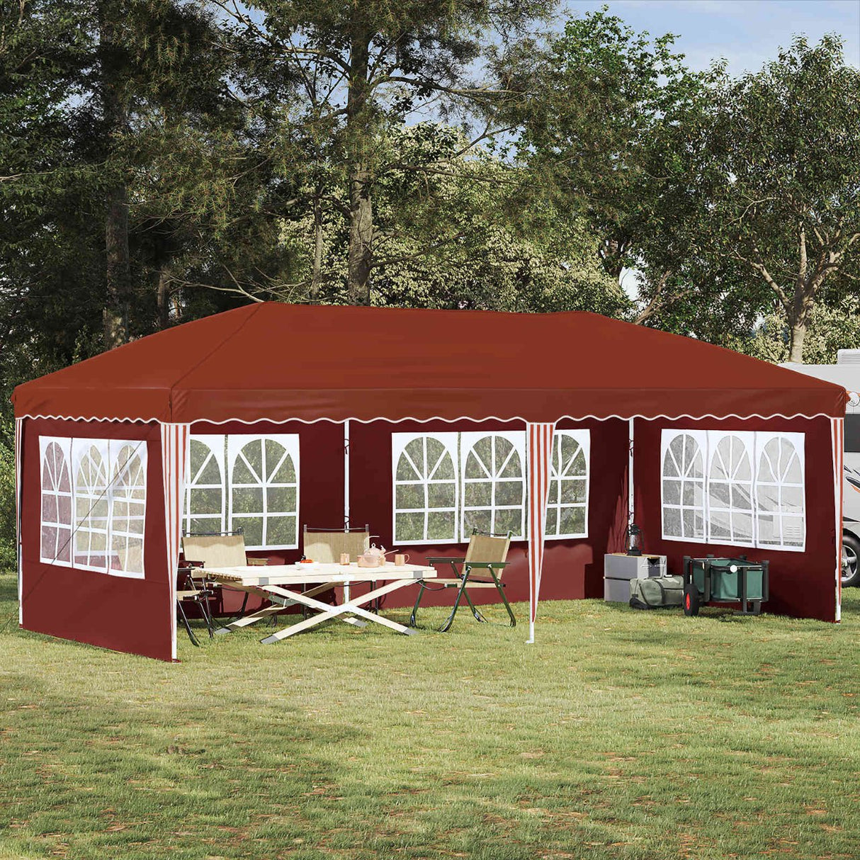 vidaXL Pop-up Feesttent 575 x 290 x 245 cm Crèmekleurig