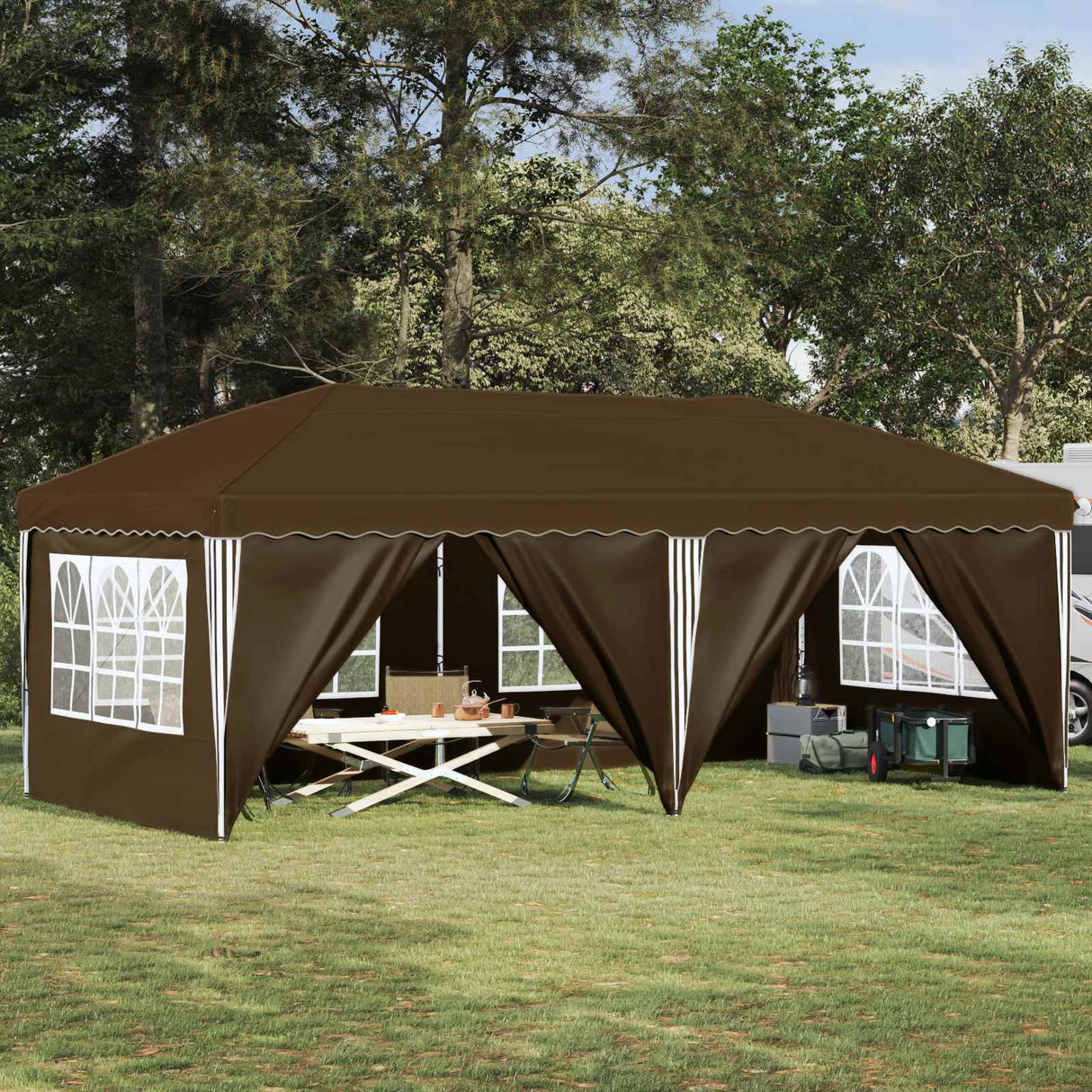 vidaXL Pop-up Feesttent 575 x 290 x 245 cm Crèmekleurig