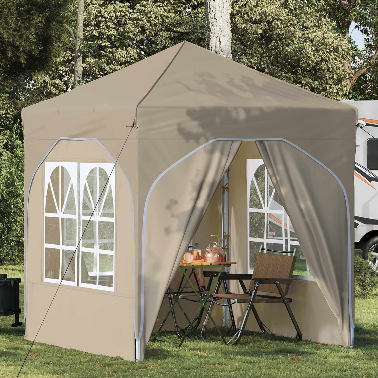 vidaXL Pop-up Feesttent 194 x 194 x 245 cm Crèmekleurig