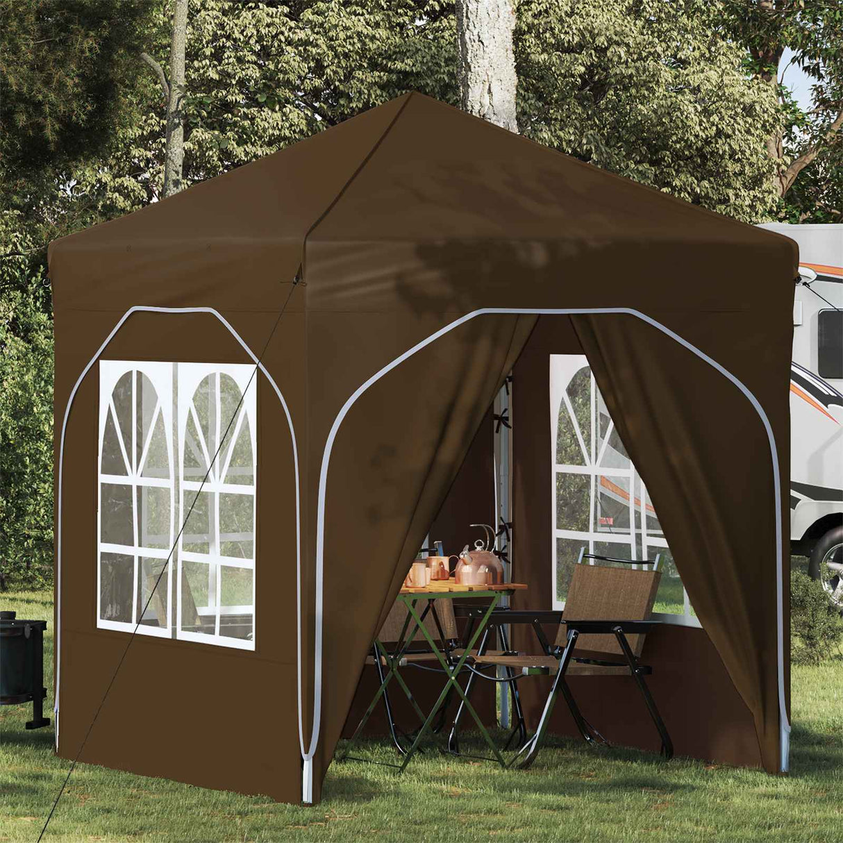 vidaXL Pop-up Feesttent 194 x 194 x 245 cm Crèmekleurig
