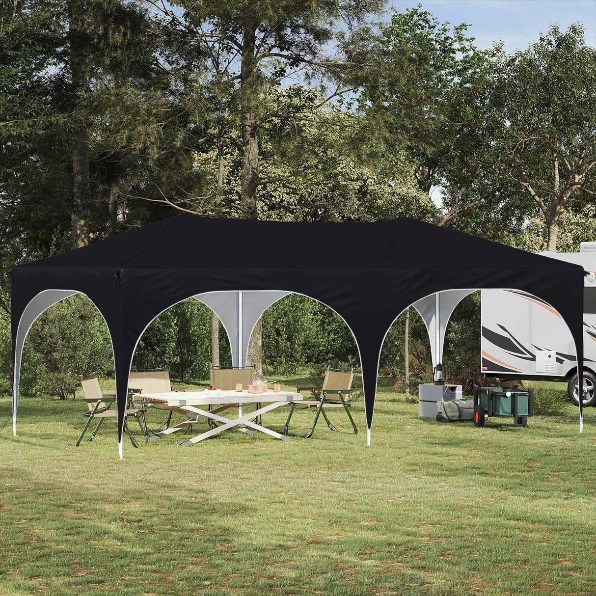 vidaXL Pop-up Feesttent 575 x 288 x 245 cm Crèmekleurig Oxford Stof