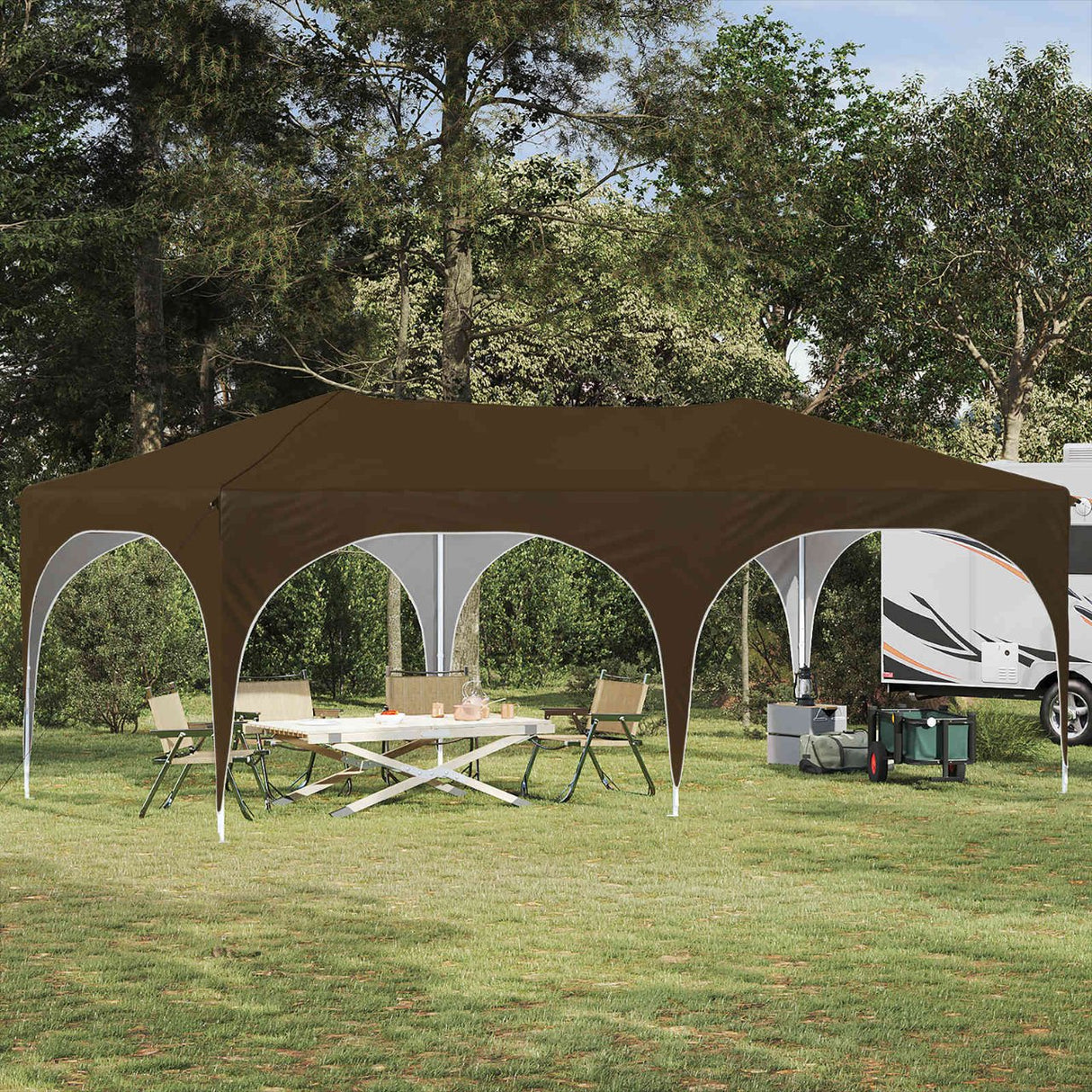 vidaXL Pop-up Feesttent 575 x 288 x 245 cm Crèmekleurig Oxford Stof