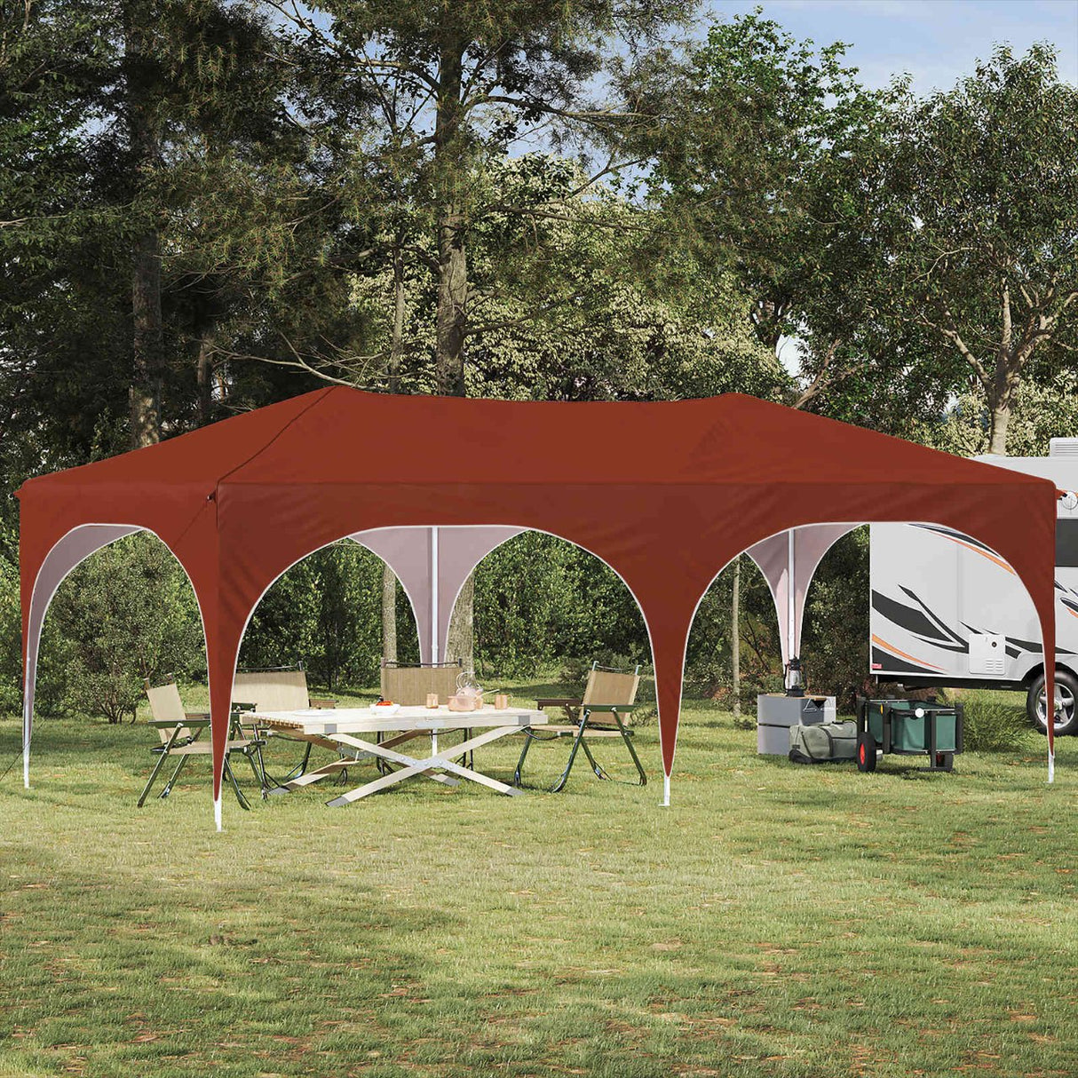 vidaXL Pop-up Feesttent 575 x 288 x 245 cm Crèmekleurig Oxford Stof