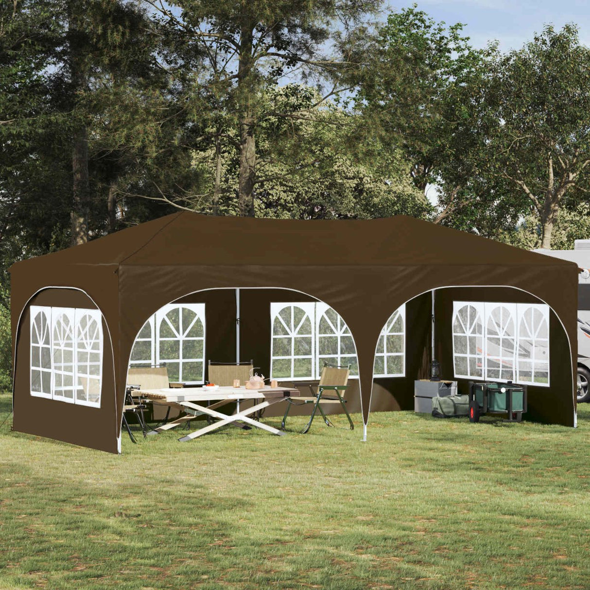 vidaXL Pop-up Feesttent 575 x 288 x 245 cm Crèmekleurig Oxford Stof