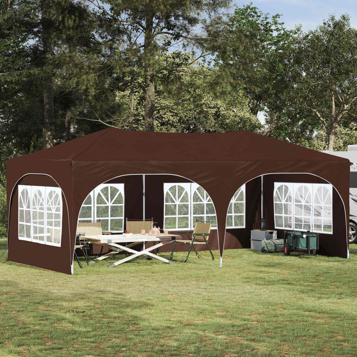 vidaXL Pop-up Feesttent 575 x 288 x 245 cm Crèmekleurig Oxford Stof