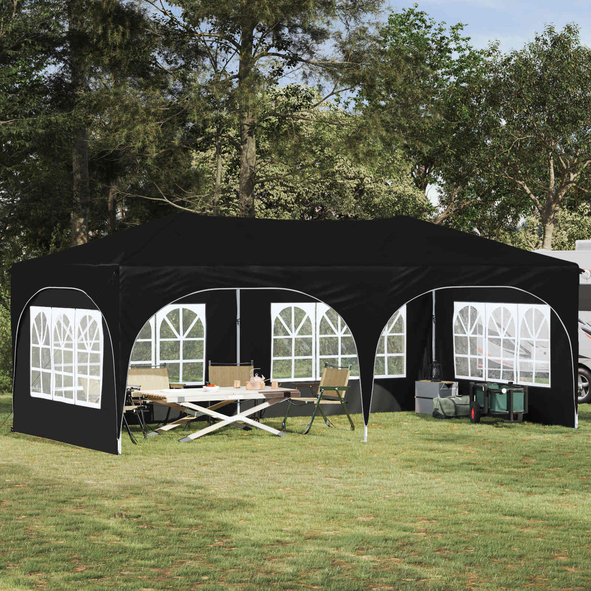 vidaXL Pop-up Feesttent 575 x 288 x 245 cm Crèmekleurig Oxford Stof
